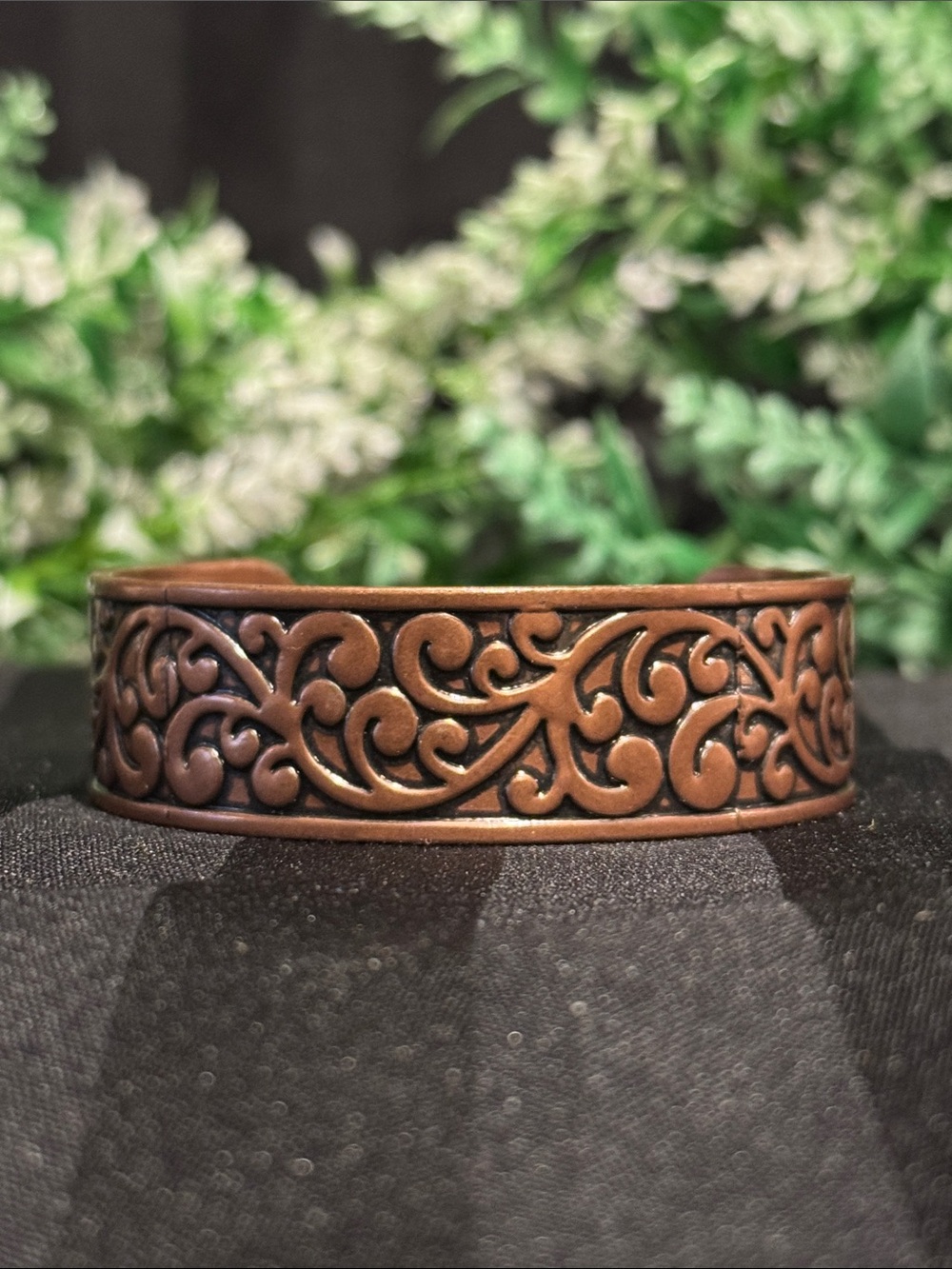 Copper-tone Scrollwork Design Cuff Bracelet